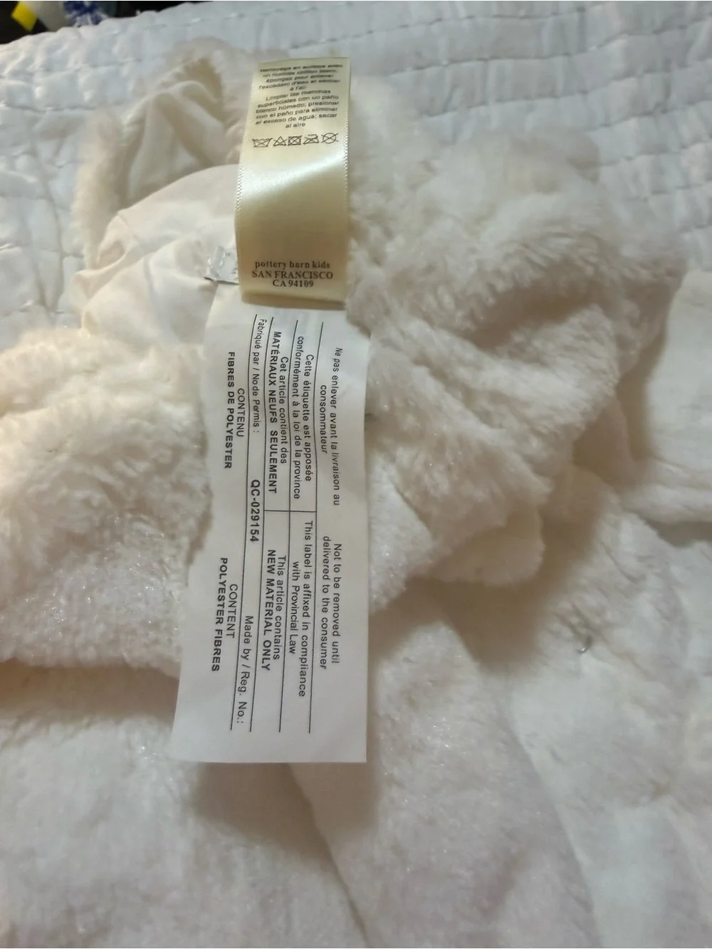 Pottery Barn Kids Unicorn Faux Fur Costume Romper 0-6M White Plush Hooded - Picture 11 of 11